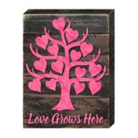 DESIGNOCRACY Love Grows Here Tree Art on Board Wall Decor 9873918